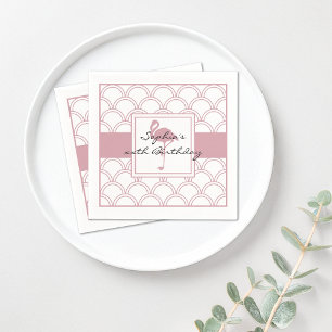 Serviette En Papier Vague Art Déco Flamant Rose Fête de Plage