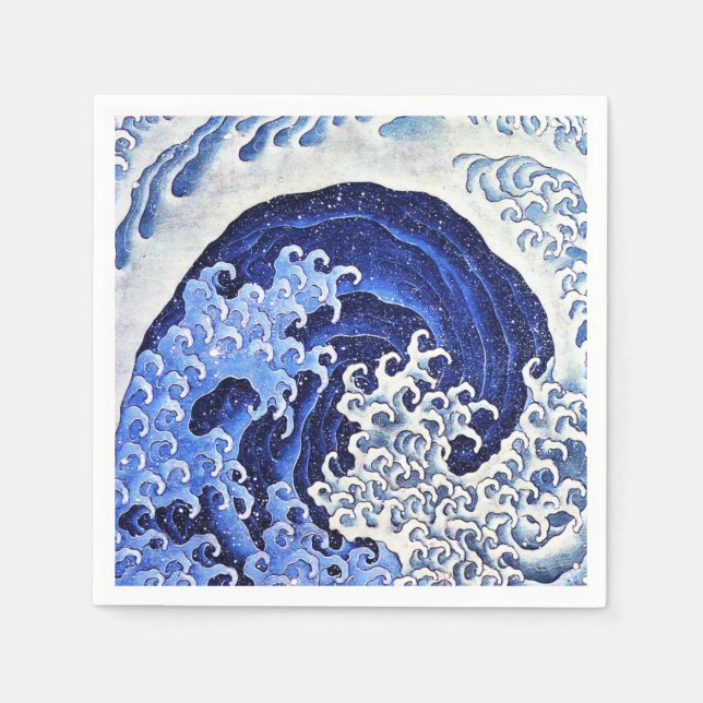 Serviette En Papier Vague féminine par Hokusai (Devant)