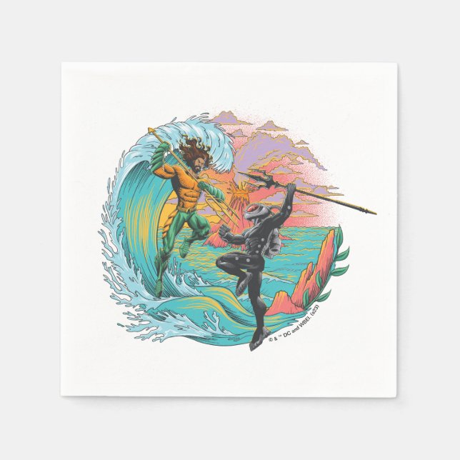 Serviette En Papier Vague marémotrice Aquaman & Black Manta (Devant)