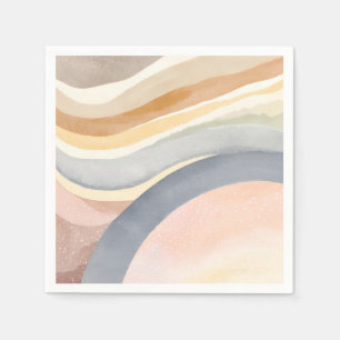 Serviette En Papier Vagues Contemporaines   Aquarelle Moderne Neutre