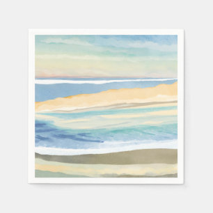 Serviette En Papier Vagues de bleu   Aquarelle de la plage du bord de 