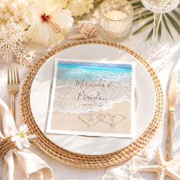 Serviette En Papier Vagues de l'océan bleu Mariage tropical sur la pla