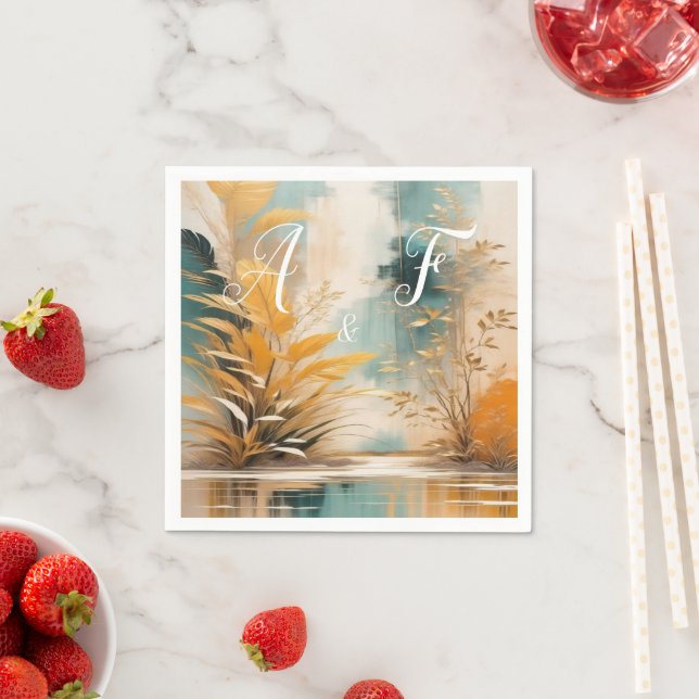 Serviette En Papier Vagues et paysages artistiques orientaux d'Asie (En situation)