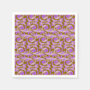 Serviette En Papier Vagues métalliques-violet-or-PAPIER PARTI NAPKINS
