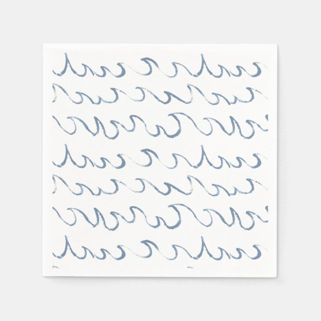 Serviette En Papier Vagues minimes Abstrait main tiré Scandi Motif (Devant)