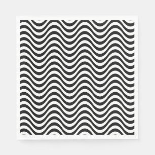 Serviette En Papier Vagues noires et blanches