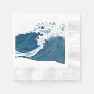 Serviette En Papier Vagues océaniques bleues monochromes