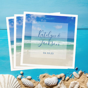 Serviette En Papier Vagues tropicales Océan Photographie Plage Mariage