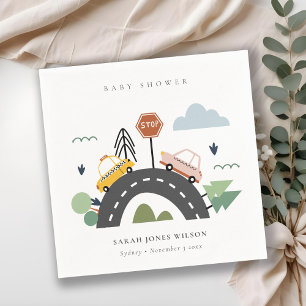 Serviette En Papier Vaisseau urbain Voitures Route Baby shower Citysca