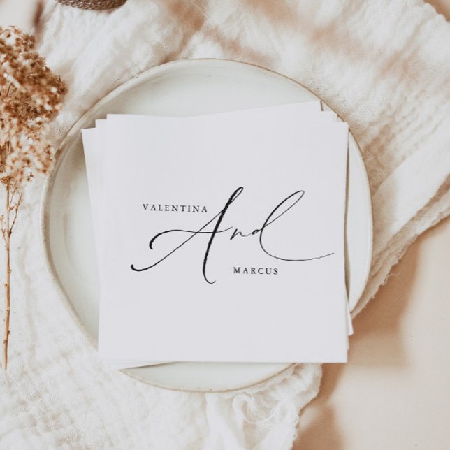 Serviette En Papier VALENTINA Chic Calligraphie Élégante de Mariage (Créateur téléchargé)