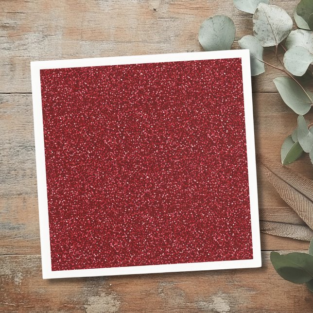 Serviette En Papier Valentine Classic Trendy Red Glitter (Créateur téléchargé)