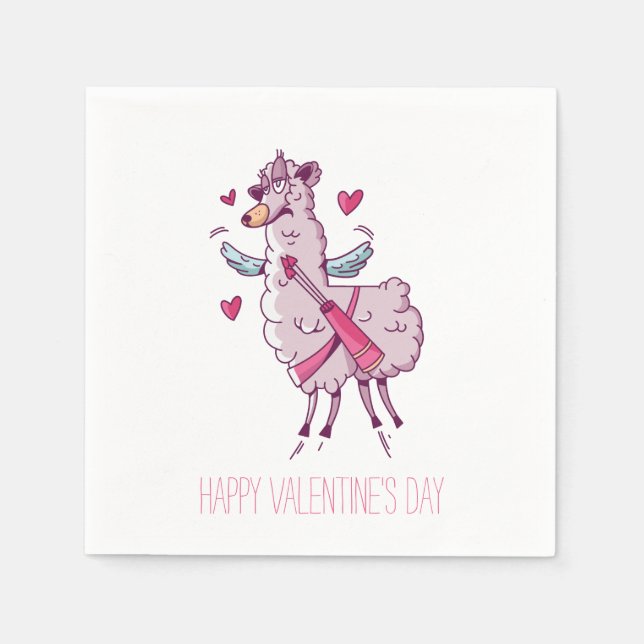 Serviette En Papier Valentine Cupid Llama (Devant)
