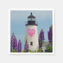 Valentine Pink Watercolor Heart Initial Lighthouse