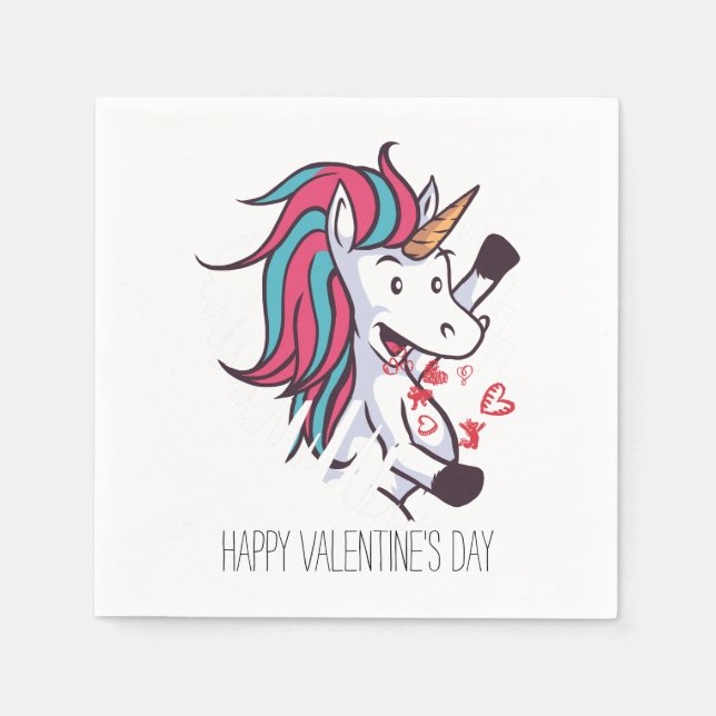 Serviette En Papier Valentine Unicorn (Devant)