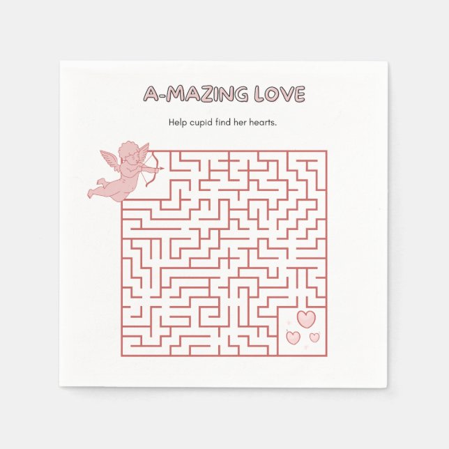 Serviette En Papier Valentine's Day Adorable Pink Maze Fun Whimsy  (Devant)