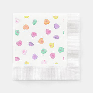 Serviette En Papier Valentines Day Candy Hearts Motif