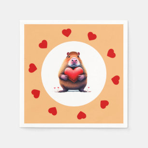 Serviette En Papier Valentine's Day Capybara Papier Napkin