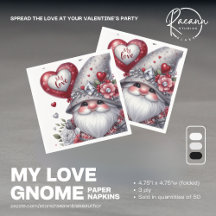 Valentine's Day Gnome Papier Napkins