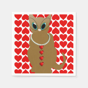 Serviette En Papier Valentine's Day Papier serviettes, Chat