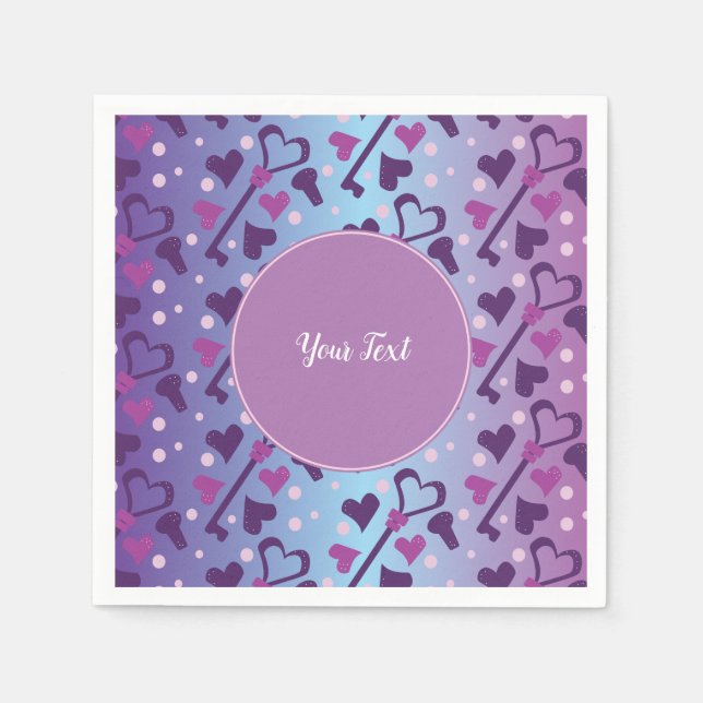 Serviette En Papier Valentines Jour Coeurs Skeleton Keys Lockets (Devant)