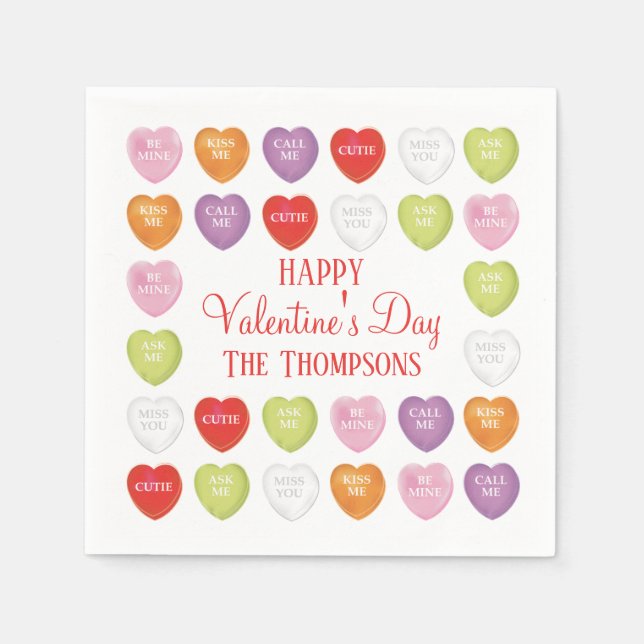 Serviette En Papier Valentines Jour mignonne Coeur Whimsical Sweet (Devant)