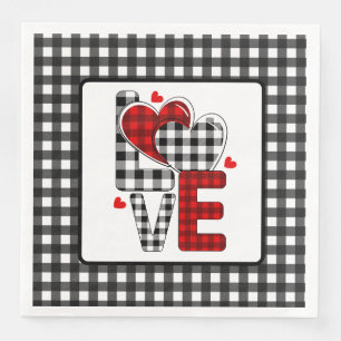Serviette En Papier Valentines Plaid Buffalo Love