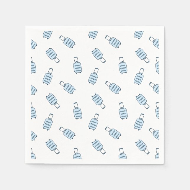 Serviette En Papier Valise de bagage bleu blanc Motif (Devant)