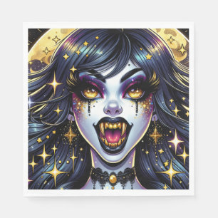 Serviette En Papier Vampire avec Gold Fangs Pleine lune Halloween Part