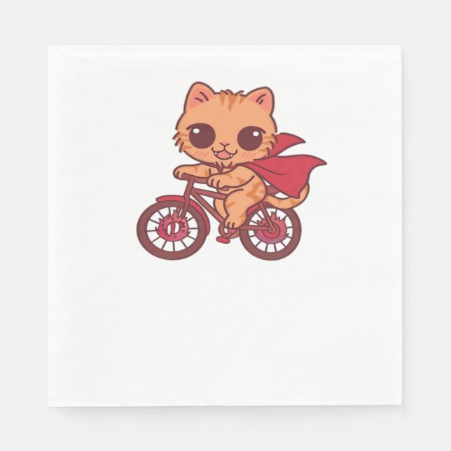 Serviette En Papier Vampire Chat sur la promenade à vélo d'Halloween - (Devant)