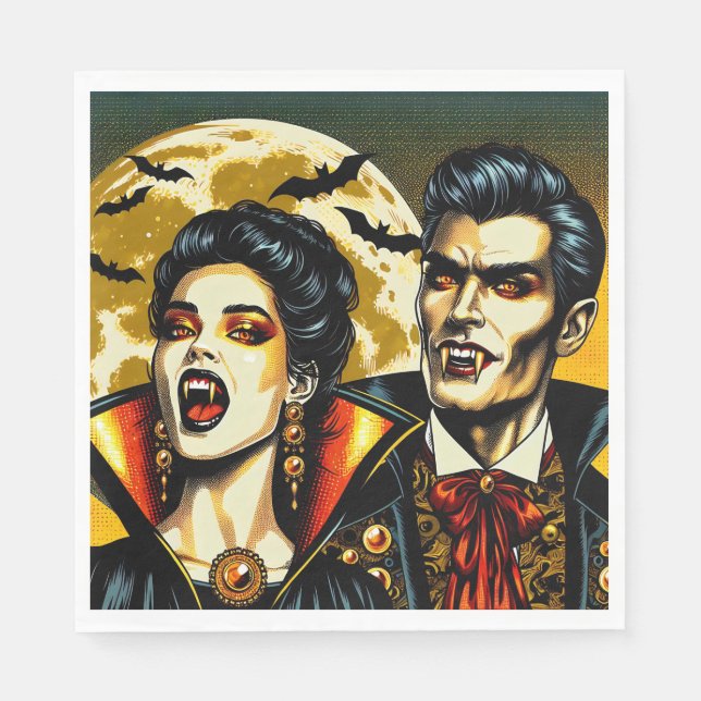 Serviette En Papier Vampires et Bats Halloween Party (Devant)