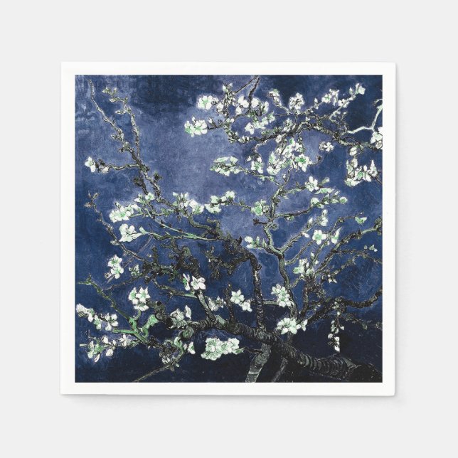 Serviette En Papier Van Gogh Almond Blossoms Midnight Blue (Devant)