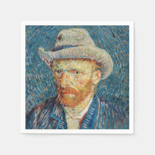 Serviette En Papier Van Gogh - Autoportrait avec un Casquette gris