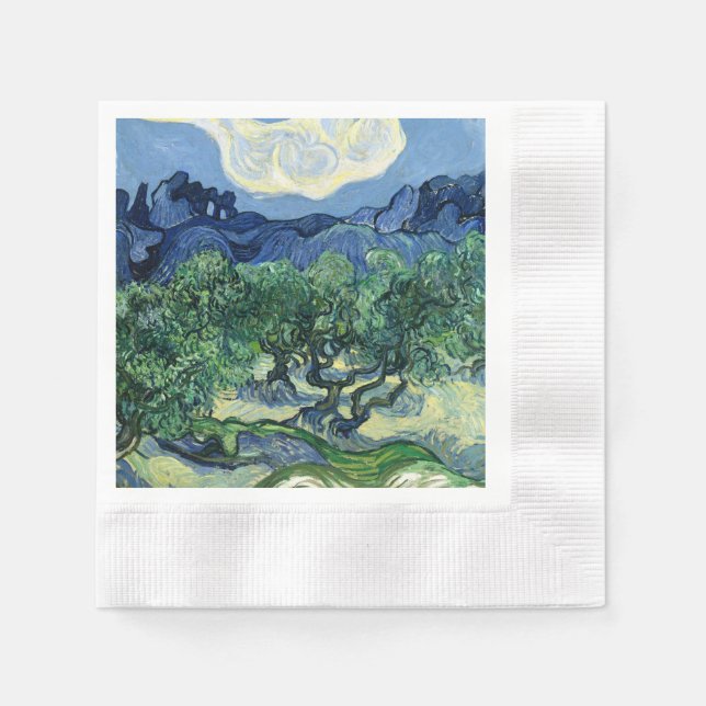 Serviette En Papier Van Gogh La peinture paysagère des oliviers (Devant)
