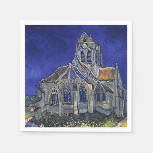 Serviette En Papier Van Gogh L'église d'Auvers-sur-Oise ciel bleu Art
