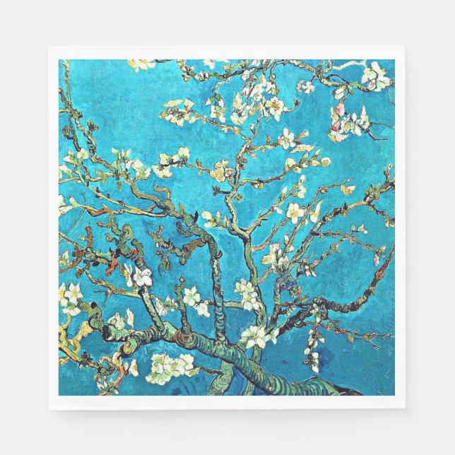 Serviette En Papier Van Gogh - Succursales aux fleurs d'amandes (Devant)