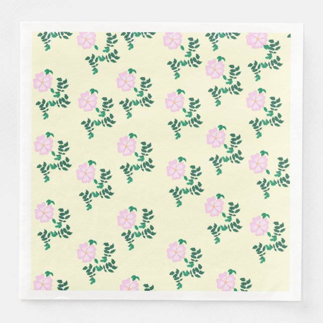 Serviette En Papier Vanille Rose Fleur Pastel Pink Motif (Devant)