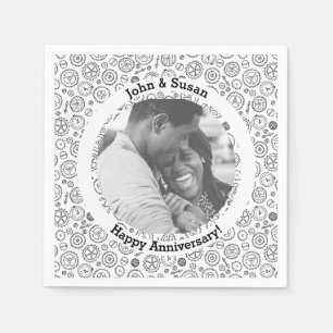 Serviette En Papier Vapeur Victorian Steampunk White & Black Gears Clo