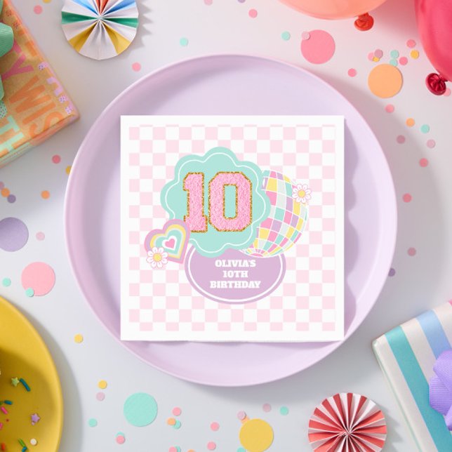 Serviette En Papier Varsity pastel patch 10e Anniversaire (Créateur téléchargé)