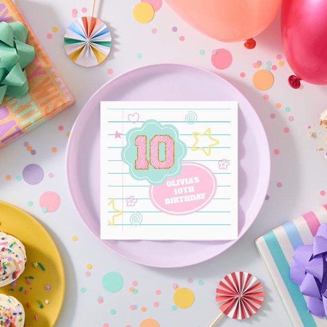 Serviette En Papier Varsity pastel patch carnet 10e anniversaire (Créateur téléchargé)