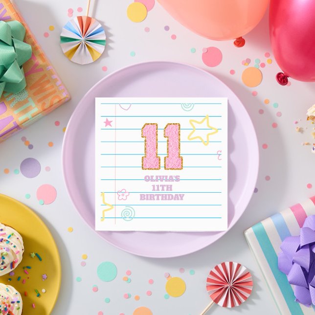 Serviette En Papier Varsity pastel patch carnet 11e anniversaire (Créateur téléchargé)