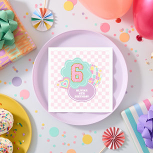 Serviette En Papier Varsity preppy pastel patch 6e anniversaire