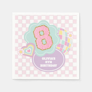 Serviette En Papier Varsity preppy pastel patch 8ème Anniversaire