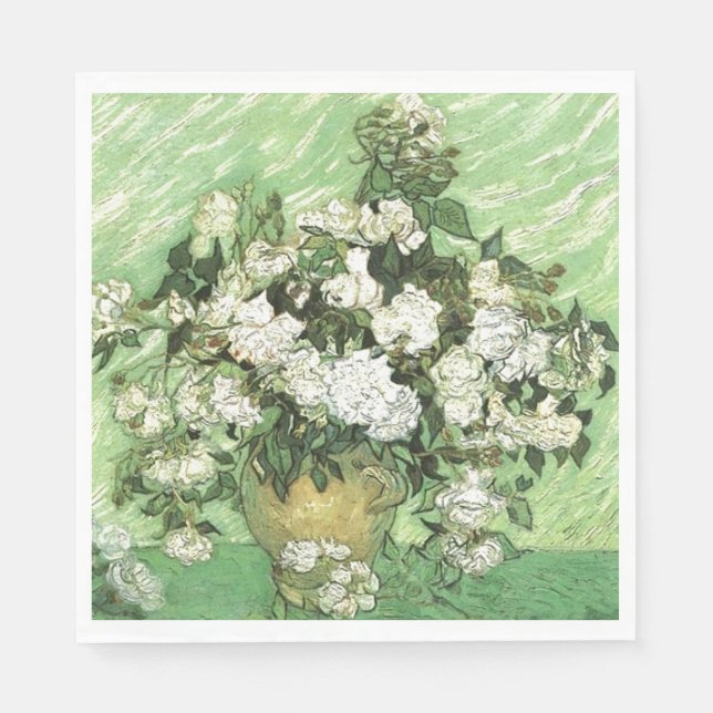 Serviette En Papier Vase avec Roses - Van Gogh (Devant)