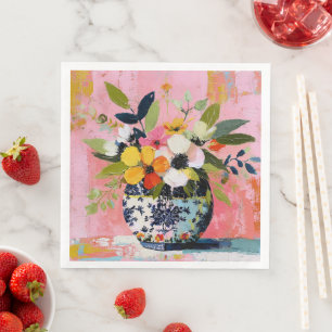 Serviette En Papier Vase de fleurs coloré et vibrant