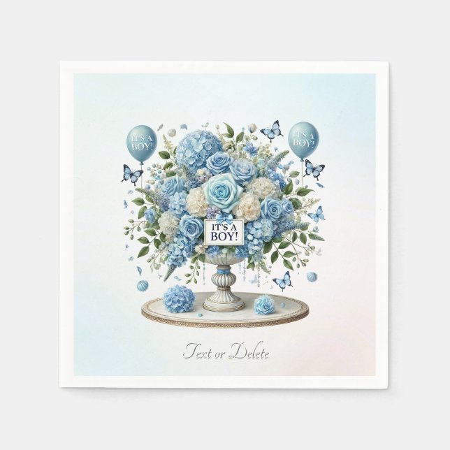 Serviette En Papier Vase florale bleu blanc (Devant)