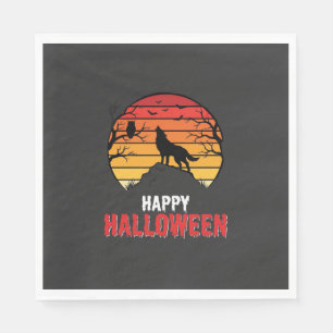 Serviette En Papier Vecteur de loup de coucher de soleil Halloween heu