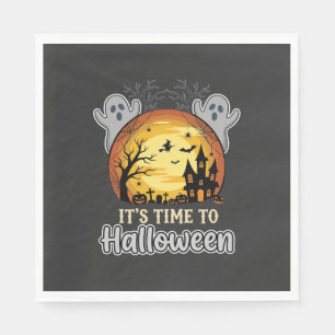 Serviette En Papier Vecteur de lune hantée Halloween fantômes et cimet