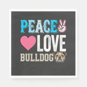 Serviette En Papier Vecteur Peace Love Bulldog
