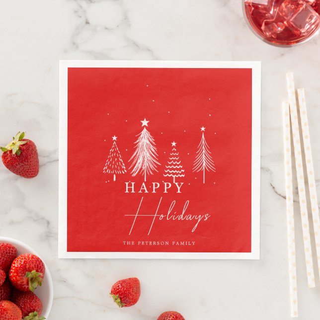 Serviette En Papier Vectoriel de sapin de Noël Joyeuses fêtes (En situation)