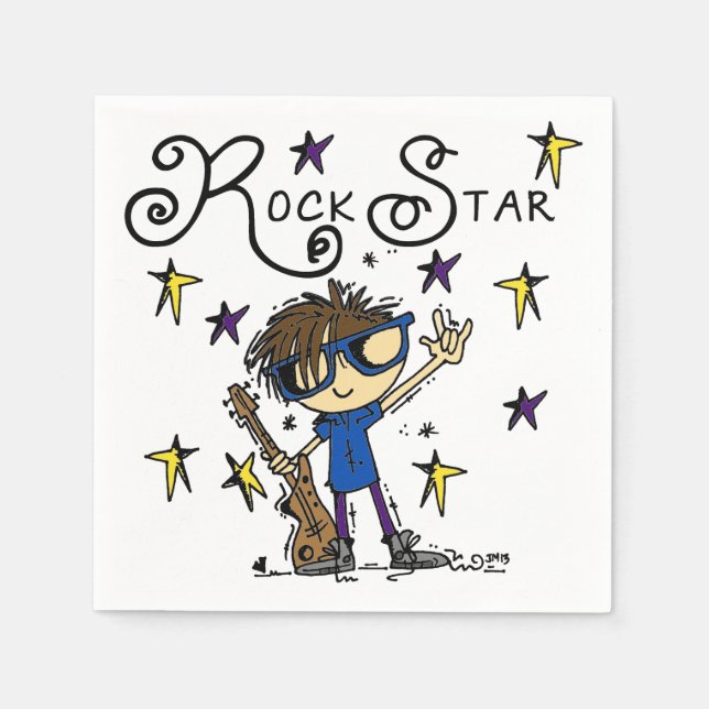 Serviette En Papier Vedette du rock de brune (Devant)